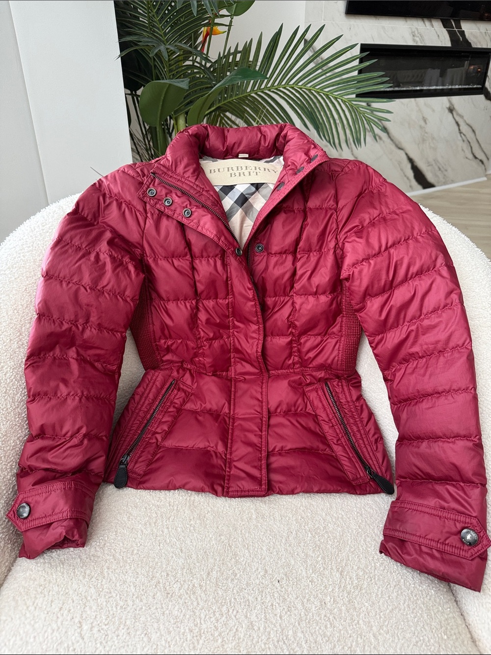 Burberry Women's Raspberry Quilted Puff Jacket